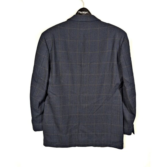 Britches of Georgetowne 42L Navy Blue Glen Plaid Wool & Cashmere Blazer Jacket - Picture 2 of 8